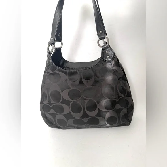 Coach Signature Canvas Campbell Leather Shoulder Bag Hobo Buckle Pocket Y2K - Picture 6 of 9